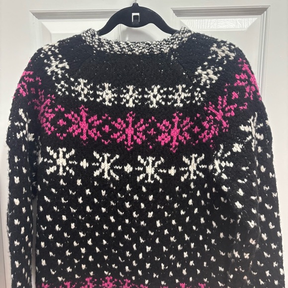 J Crew Jacquard Faie isle sweater Black,Small, Preppy. Cabincore, Wool, Holiday - Picture 14 of 16